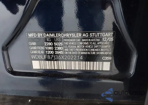 2006 Mercedes-Benz E 350 4Matic from USA, damaged, VIN WDBUF87J36X202214